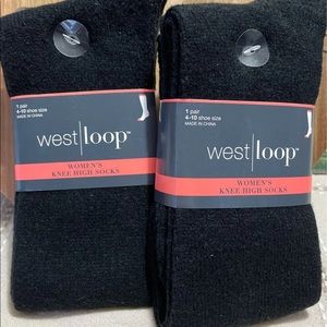 WEST LOOP BLACK COZY KNEE HIGH SOCKS NWT